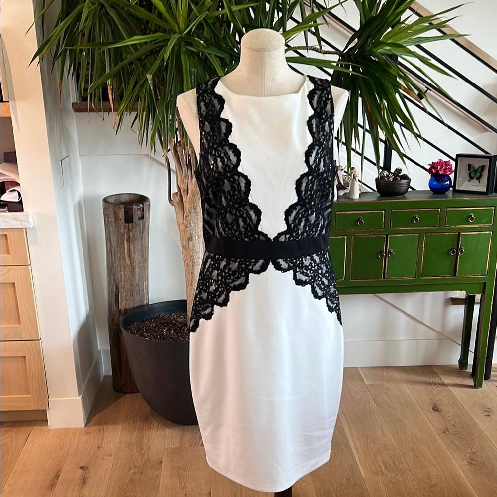 Signature by Sangria Black and White Lace Dress
